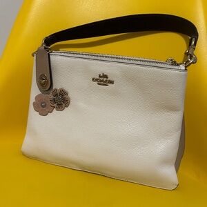 White and Tan Coach Bag